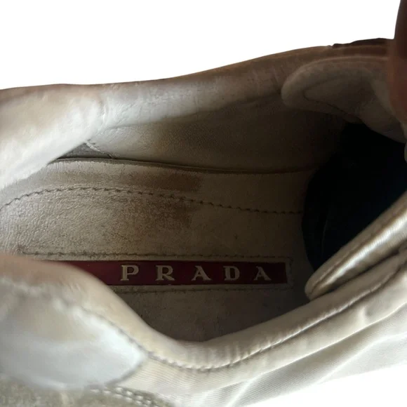 Prada Shoes Women’s Leather nylon Comfort Lace Up Low Sneakers Prada - Picture 12 of 13